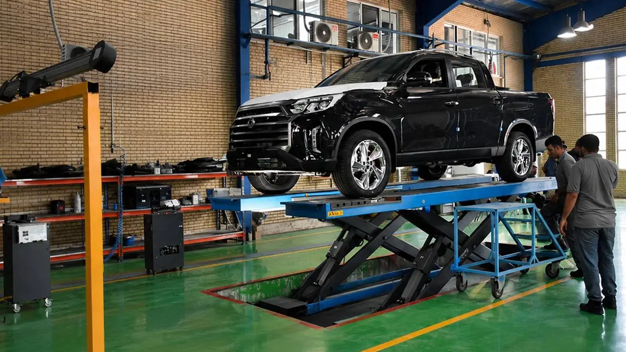 خط تولید پیکاپ سانگیانگ موسو گرند خان در ایران | کارخانه صنایع خودروسازی ایلیا | KGM SsangYong Musso Grand Pickup